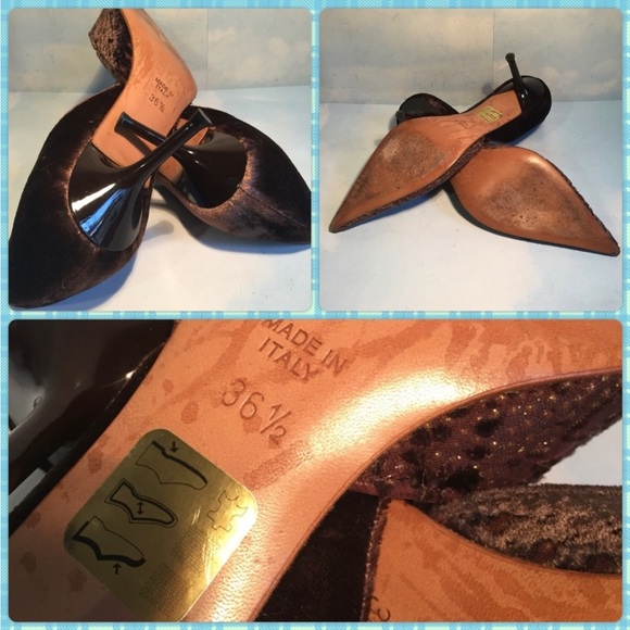 RENE CAOVILLA BROWN VELVET PUMPS 6 1/2 - Picture 4 of 4